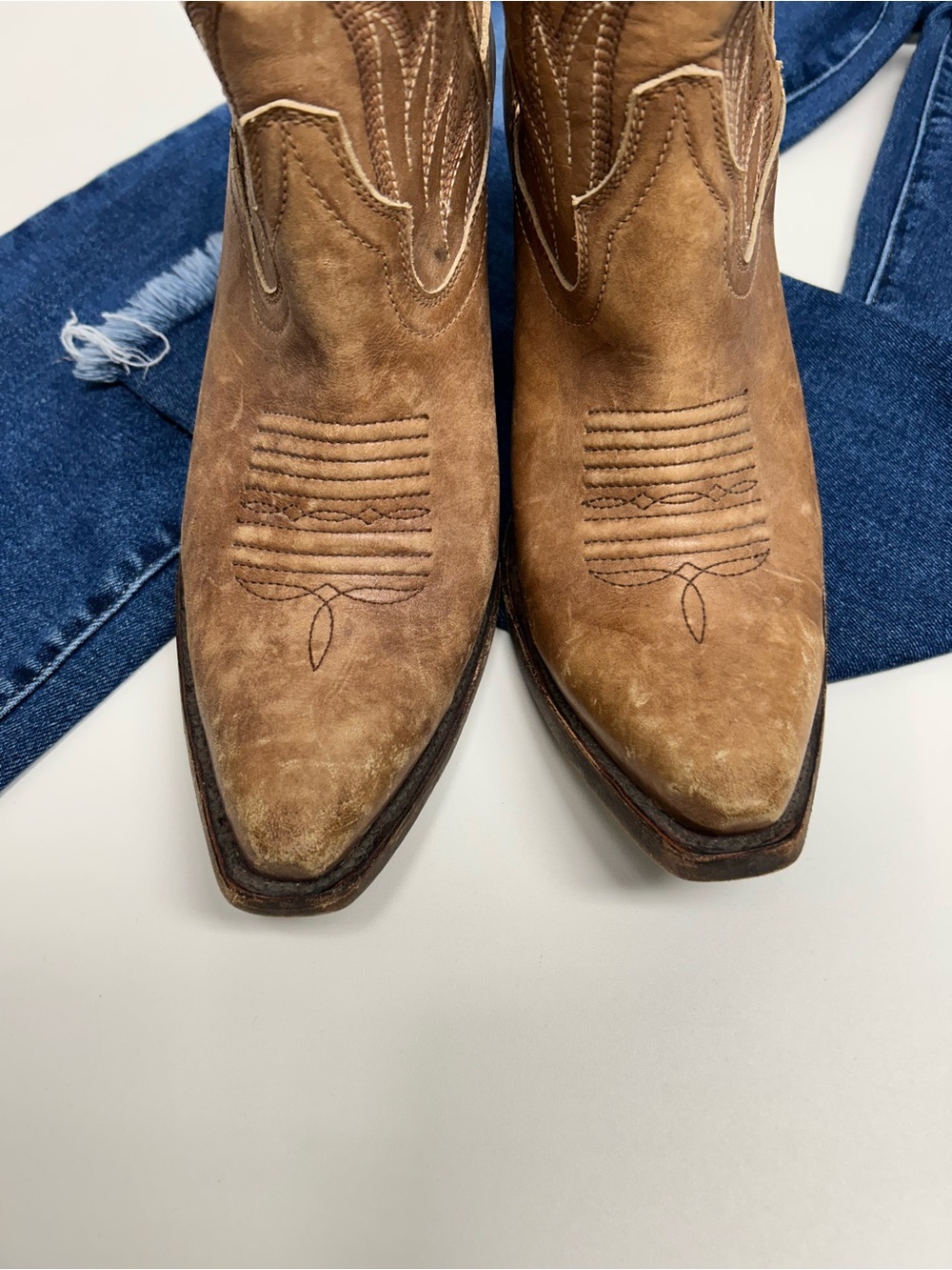 Ariat Brown Suede Western Cutout Ankle Booties - Picture 8 of 10